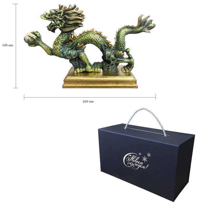 Statuette made of solid alder "Green Oriental Dragon"